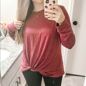 Knot Front Long Sleeve Tee